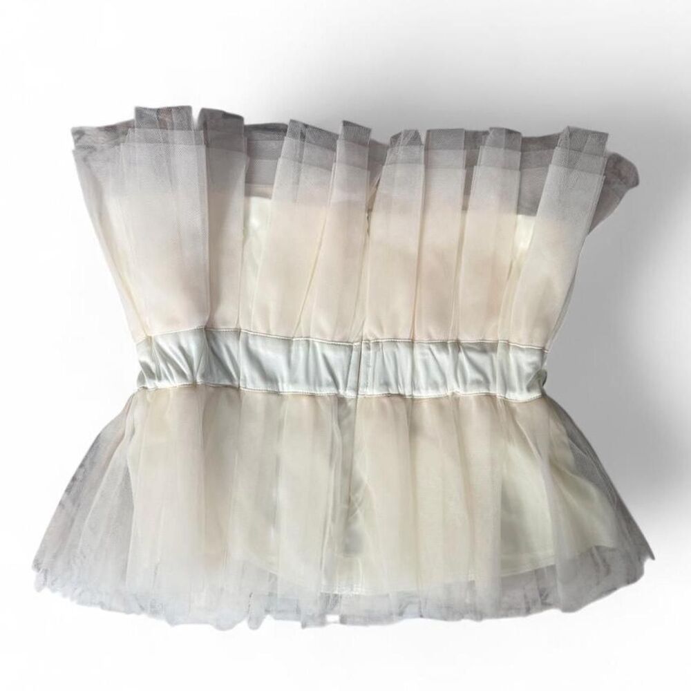 Like New MABLE White Strapless Tulle Crop Top - Size L